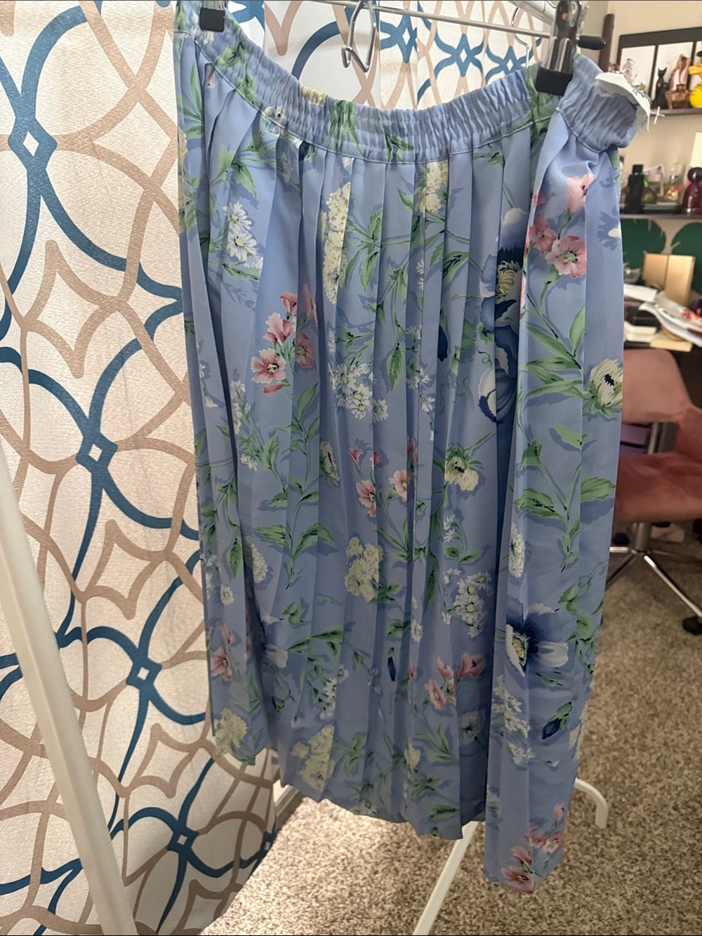 Alfred Dunner Light Blue Floral Midi Skirt